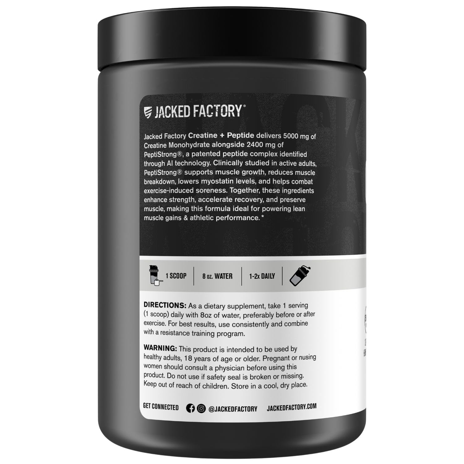 Beaker with mixed drink ready post-workout featuring Jacked Factory Creatine + Peptides.
