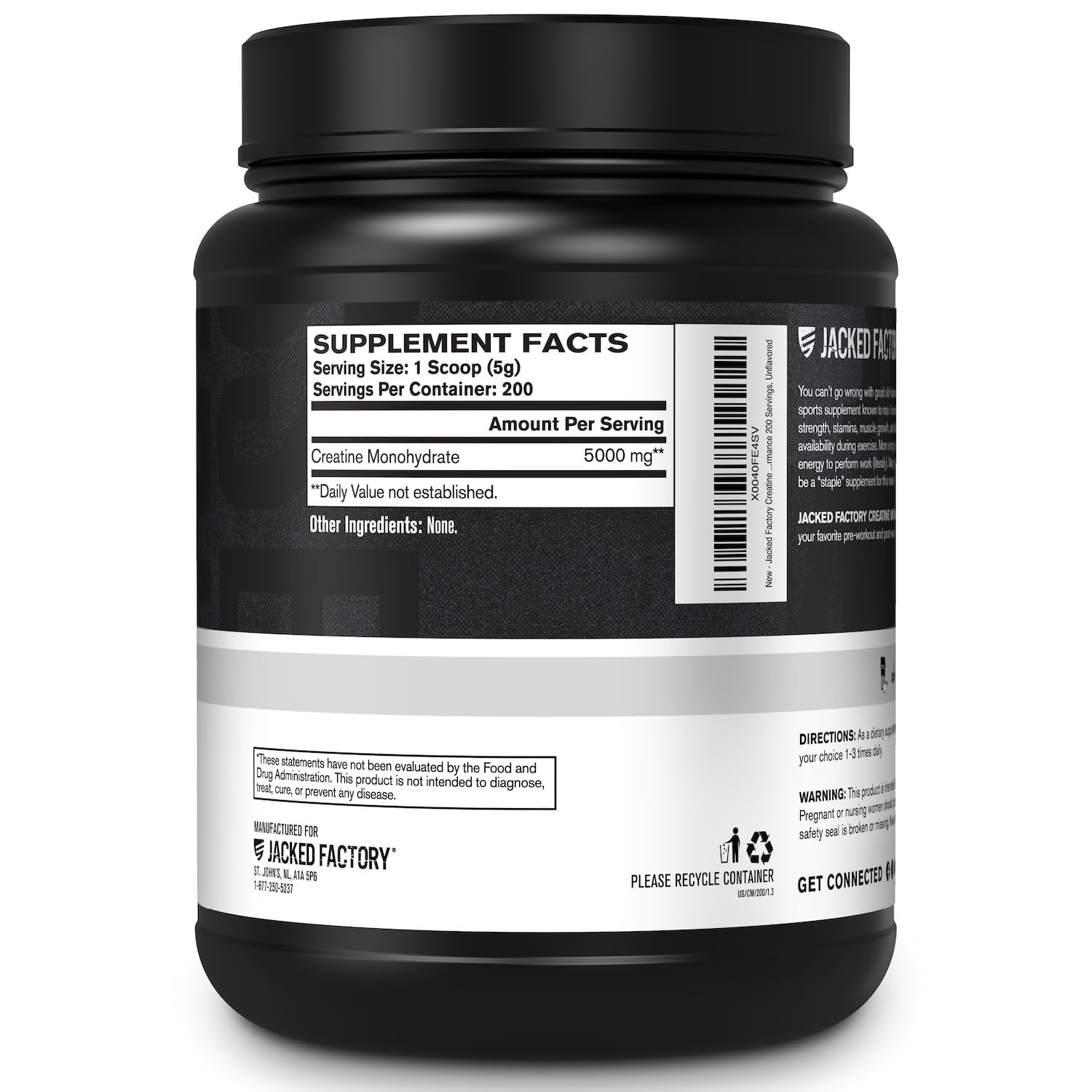 Powder dissolving rapidly in liquid with Jacked Factory branding visible.