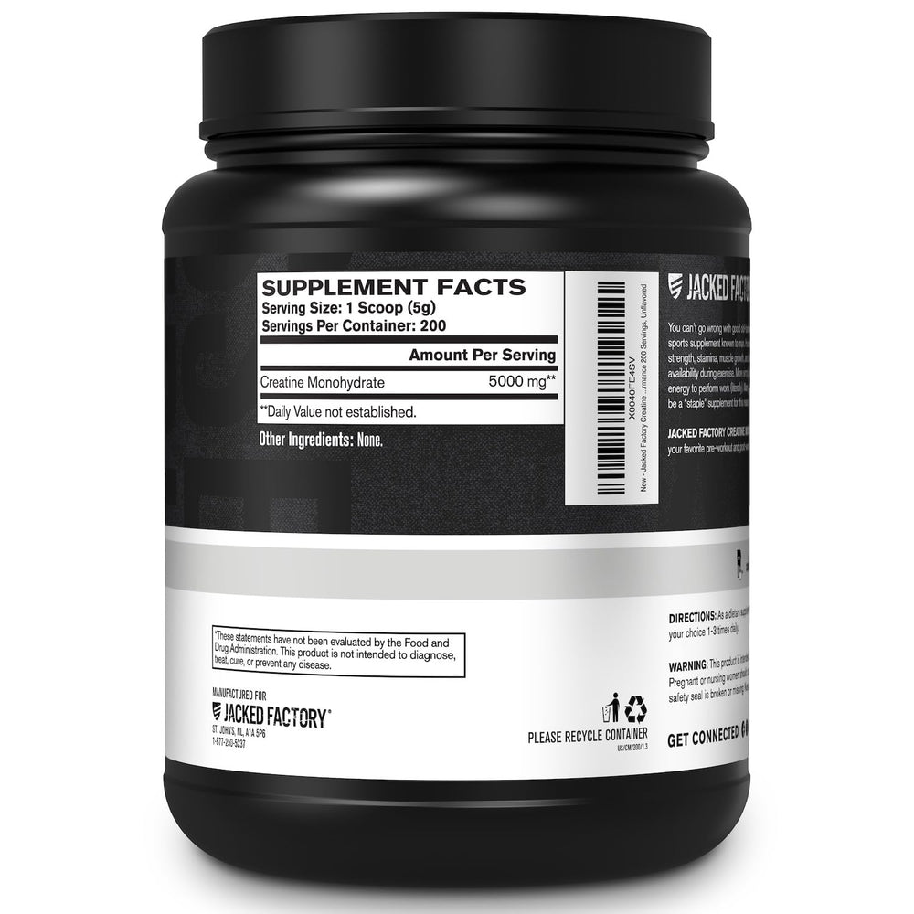 Powder dissolving rapidly in liquid with Jacked Factory branding visible.