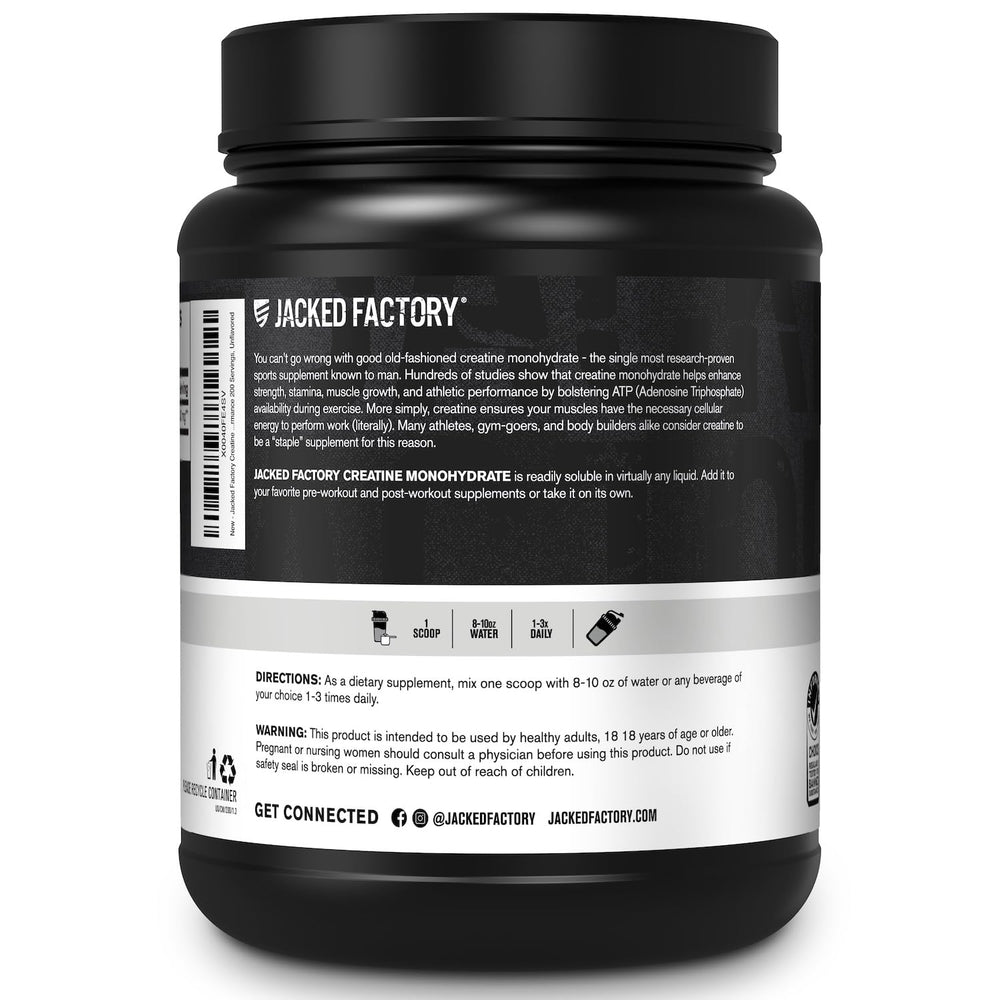 Gym setting featuring Jacked Factory creatine powder for workouts.