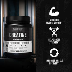 Jacked Factory creatine monohydrate powder dissolving in water.