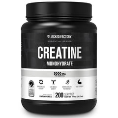 Jacked Factory creatine powder tub 1000g ready for workouts.