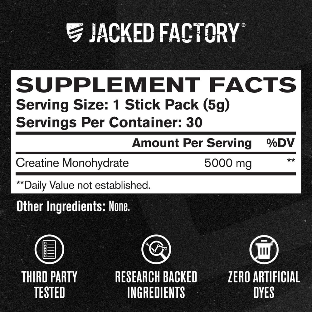 Jacked Factory Creatine Stick Pack being added to a shaker for easy use