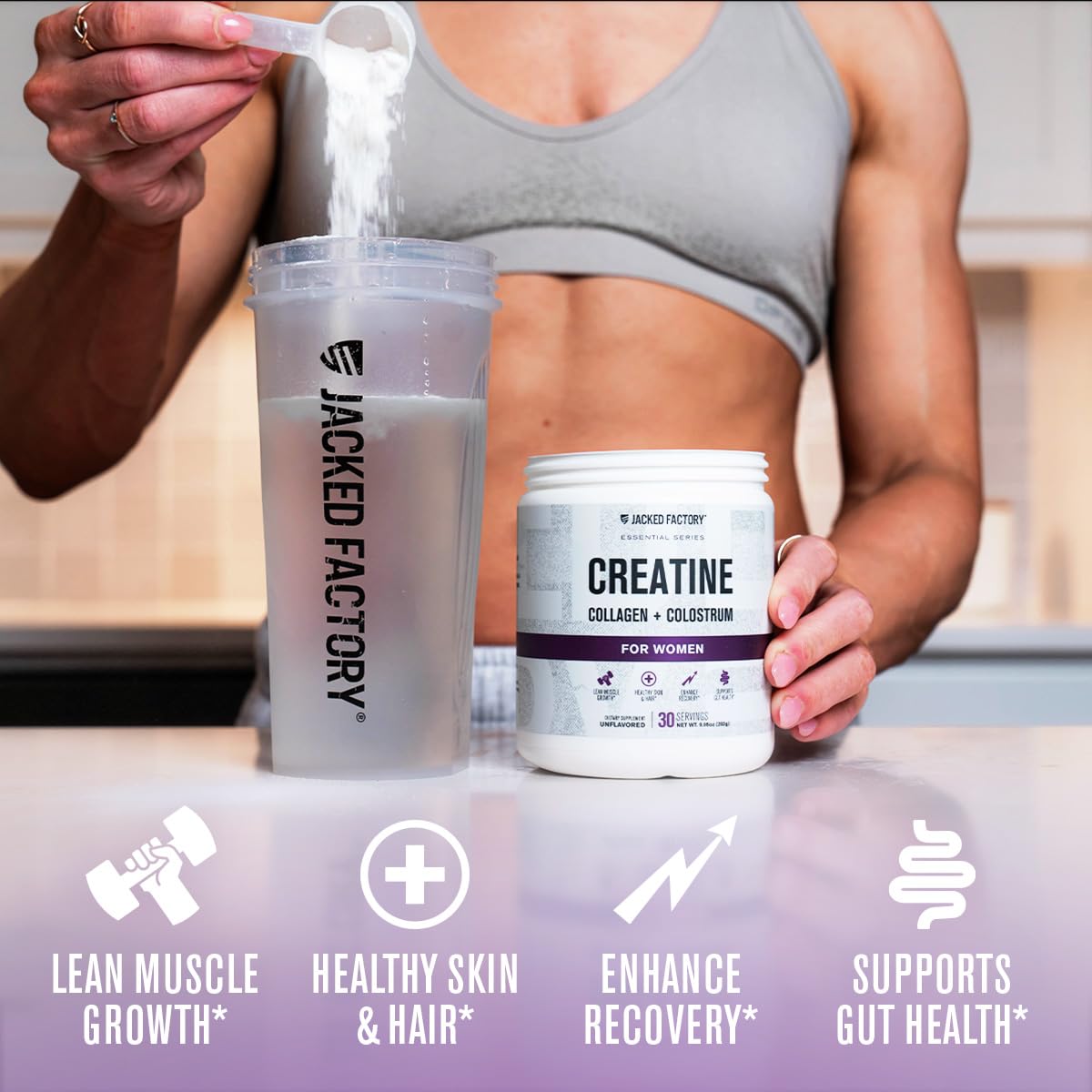 Jacked Factory Creatine for Women colostrum dosing emphasizes wellness support