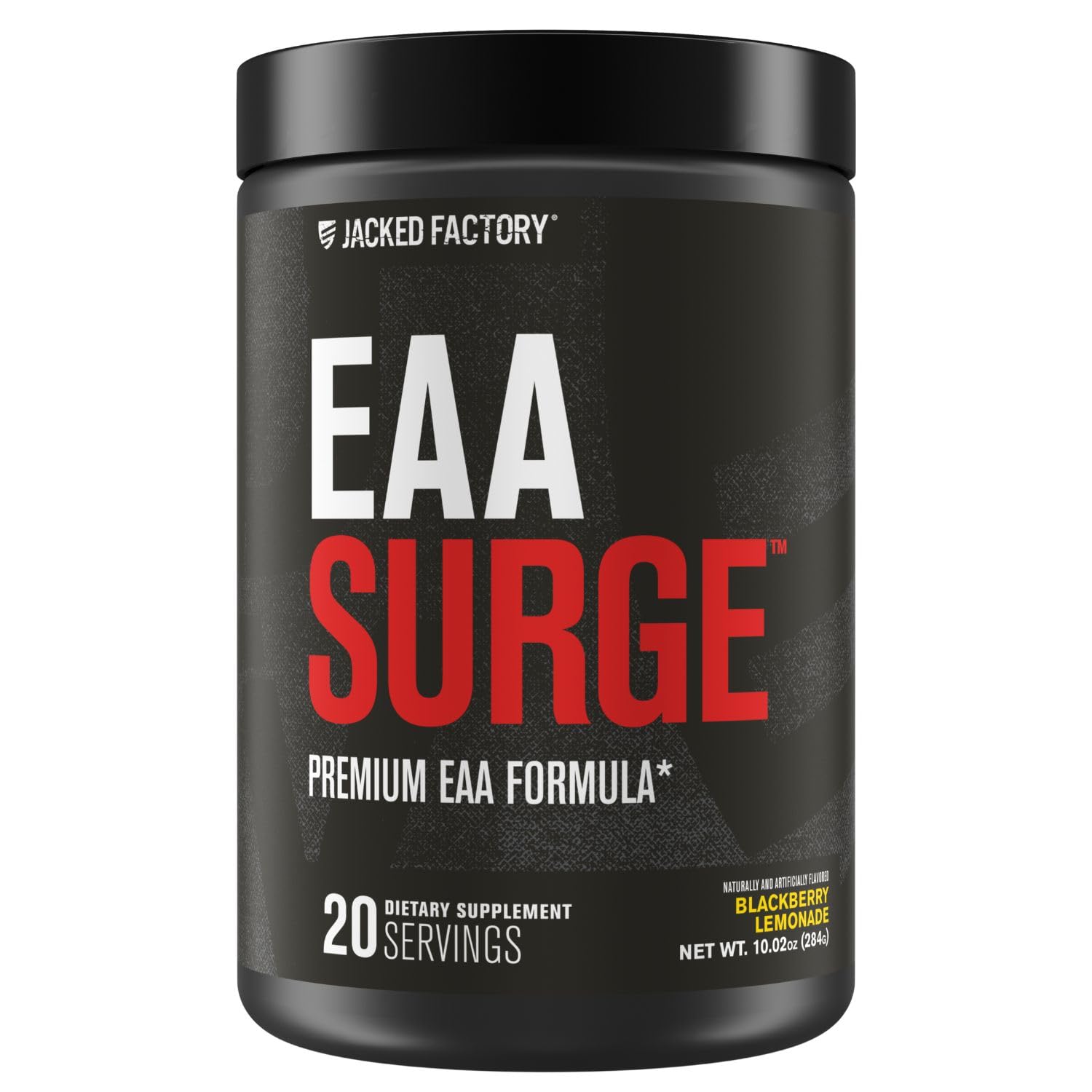 Jacked Factory EAA Surge bottle closeup, ideal for fueling intense training sessions.