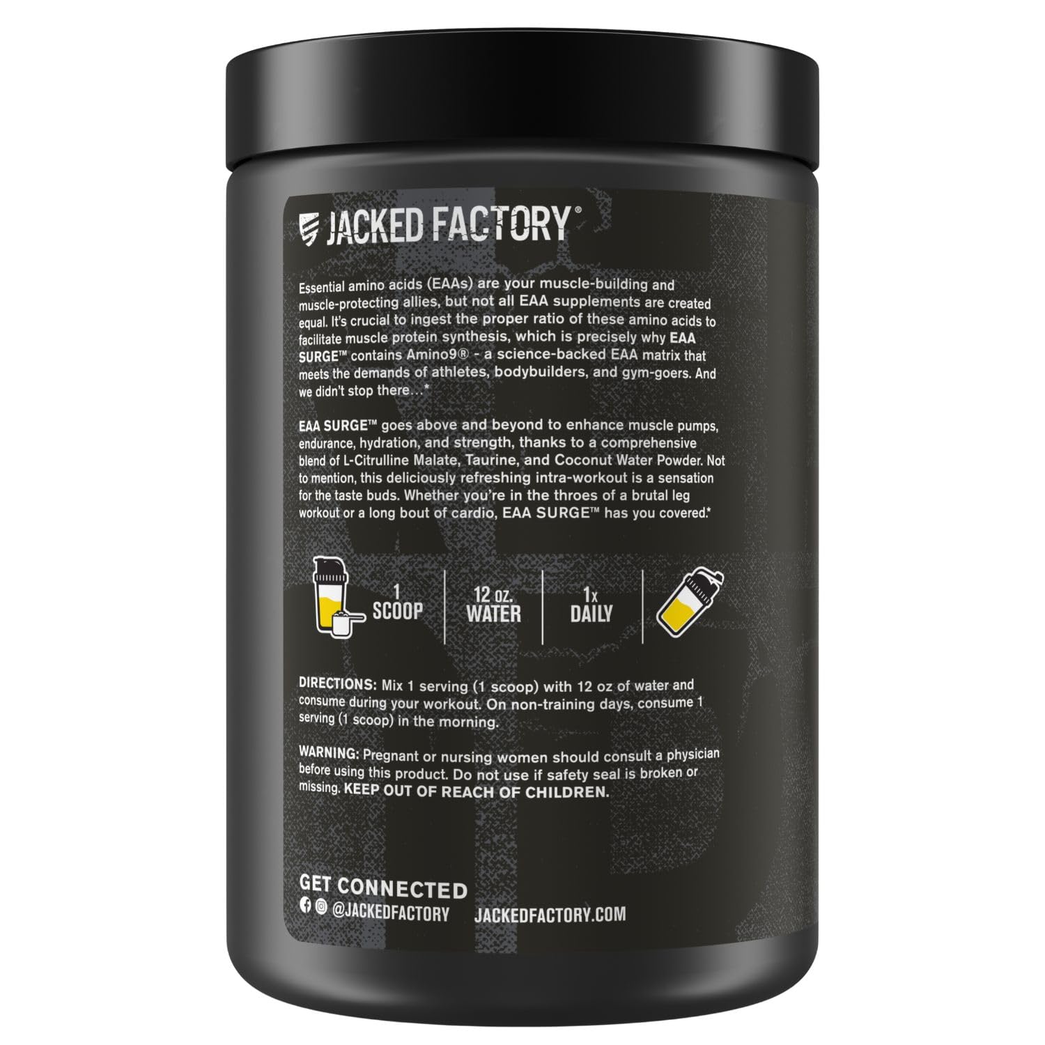Jacked Factory EAA Surge unopened tub, ready for ongoing training cycles.