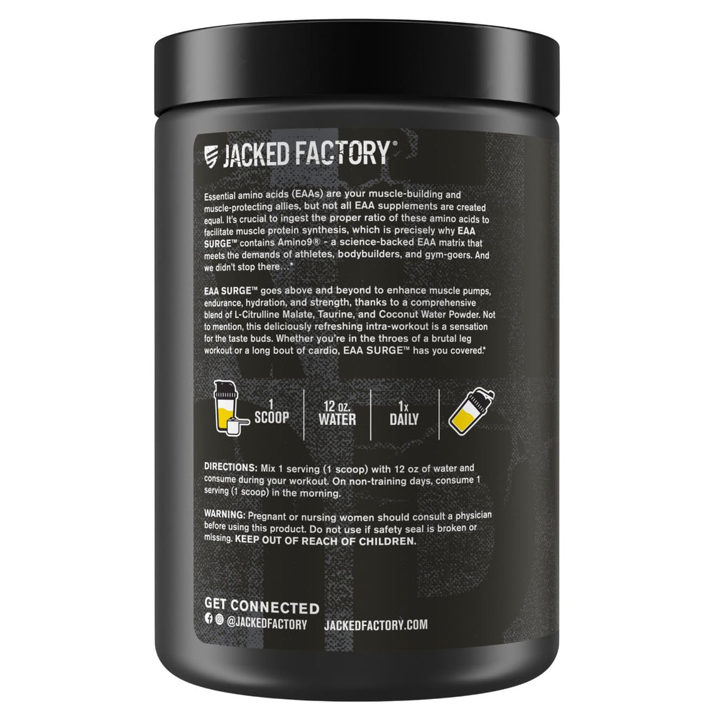 Jacked Factory EAA Surge unopened tub, ready for ongoing training cycles.