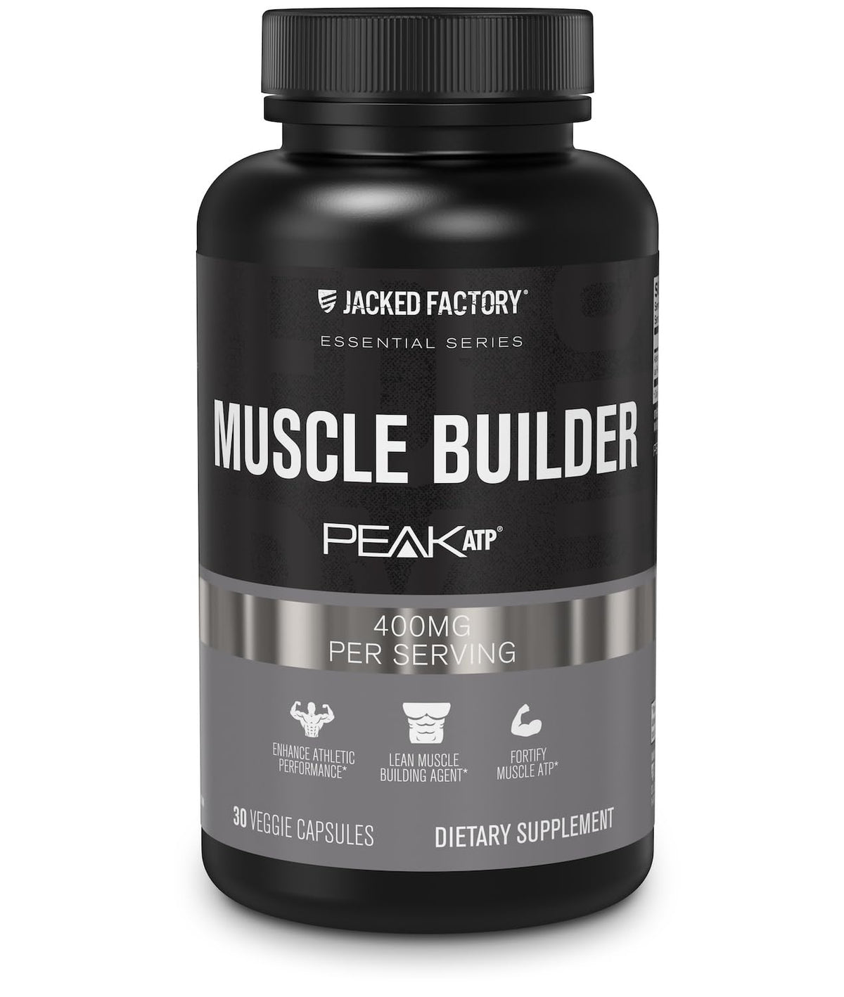 Jacked Factory Essentials Muscle Builder bottle with Peak ATP supports workout energy