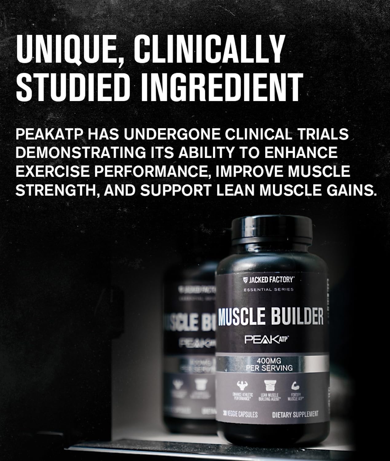 Jacked Factory Essentials Muscle Builder capsules ready to take during training