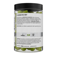 Jacked Factory Green Apple gummies close-up, vegan-friendly creatine source