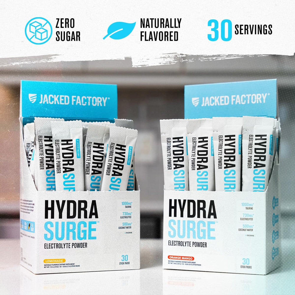 Jacked Factory Hydrasurge athlete during workout using electrolytes