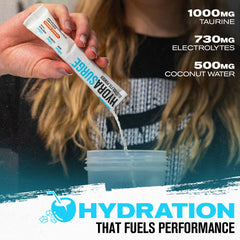 Jacked Factory Hydrasurge powder poured into water for quick hydration