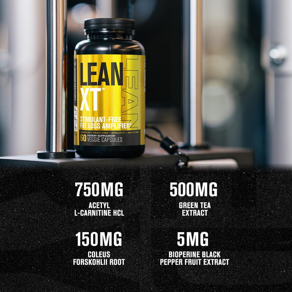 Lean-XT packaging box on shelf signals quality manufacturing and clean formula.