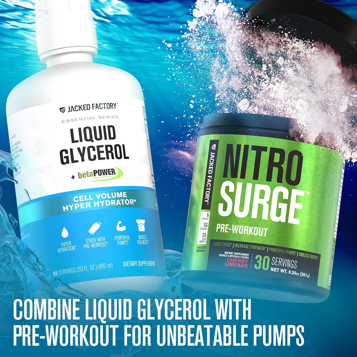 Jacked Factory Liquid Glycerol electrolytes blend emphasizes hydration and endurance.