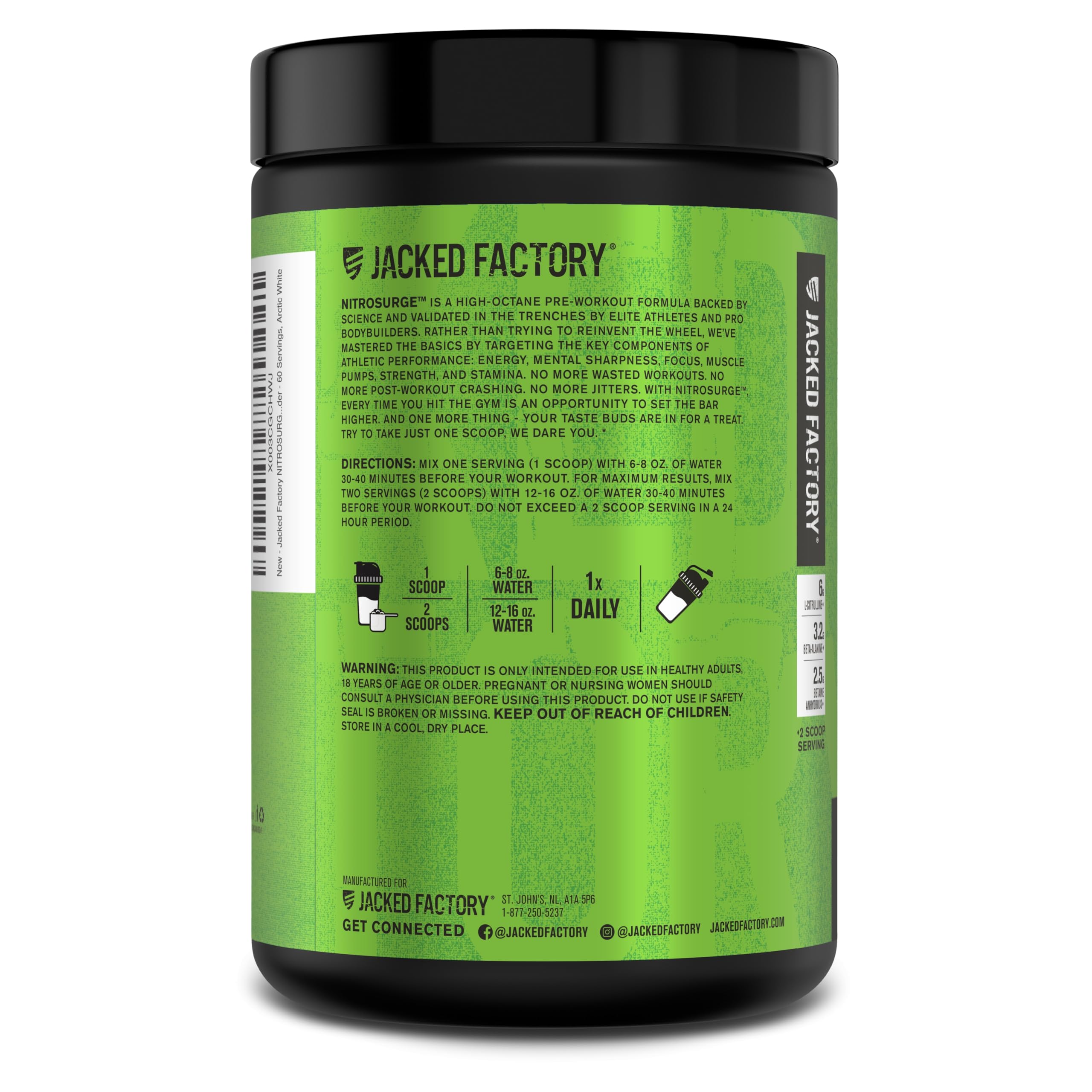 Nitrosurge powder pour is ready for quick pre-workout mix.