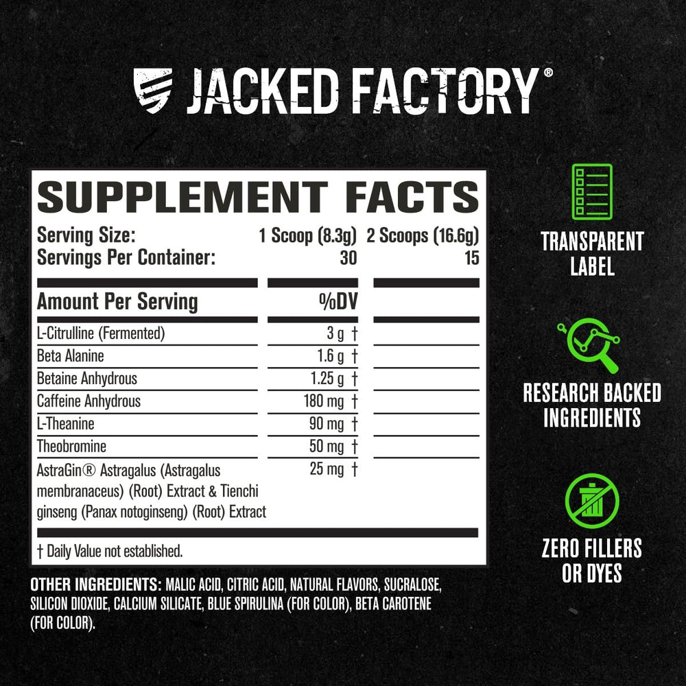 Jacked Factory Nitrosurge back label emphasizes science-backed ingredients.