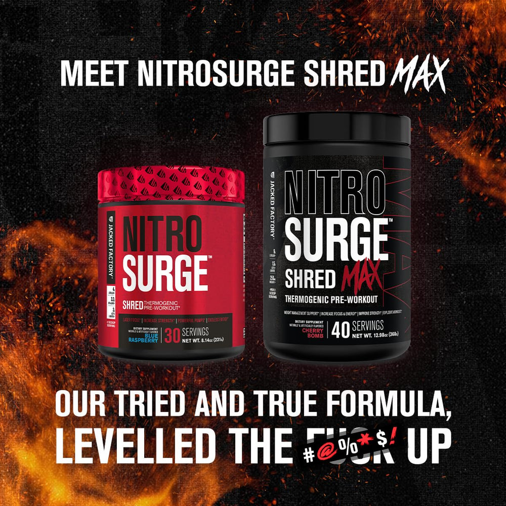 Jacked Factory NITROSURGE bottle pour captures refreshing watermelon flavor.