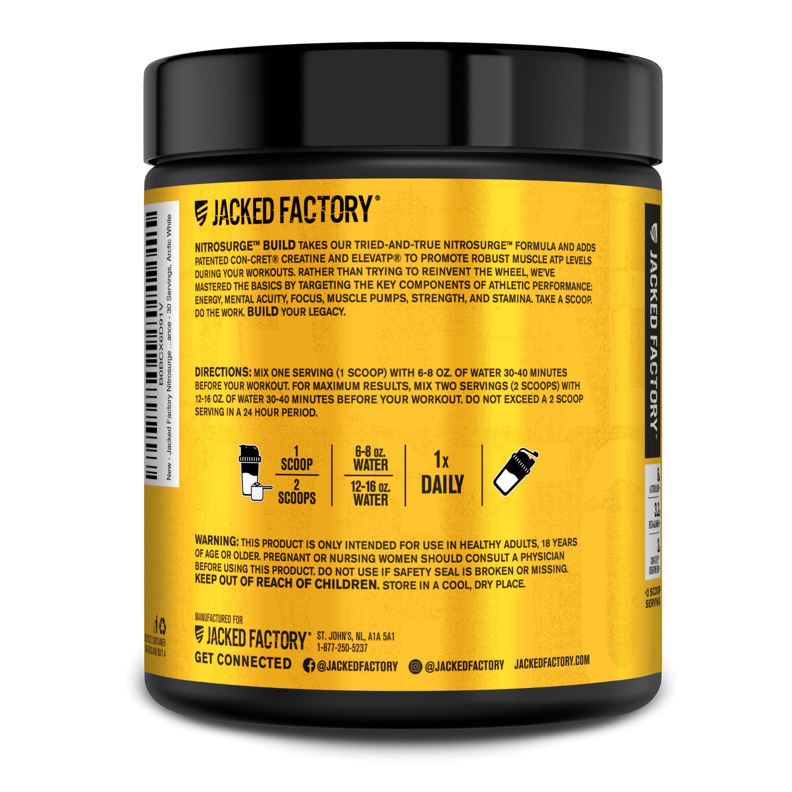 L-Citrulline dosage visual in Nitrosurge Build display.