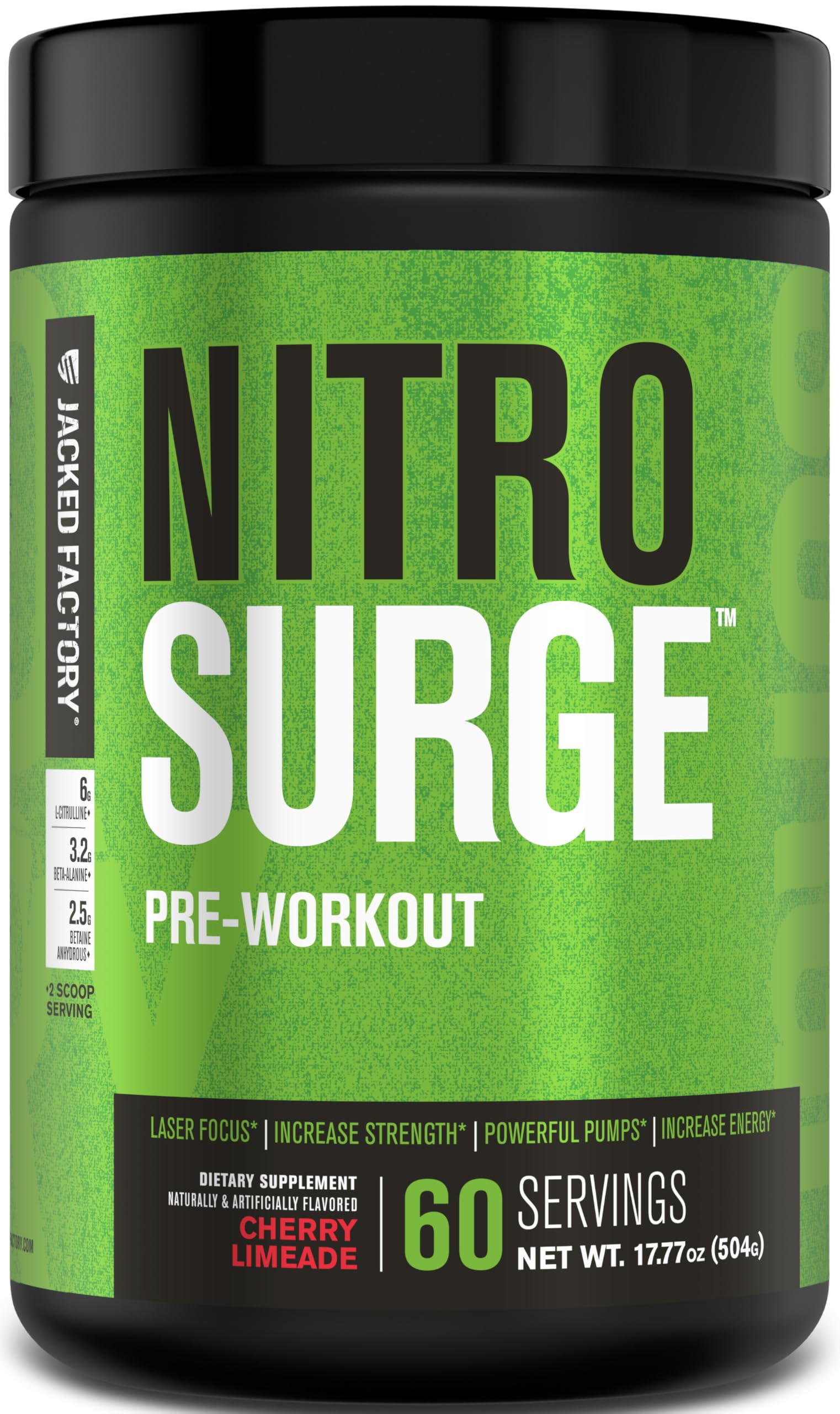 Jacked Factory Nitrosurge cherry limeade bottle ready for workouts