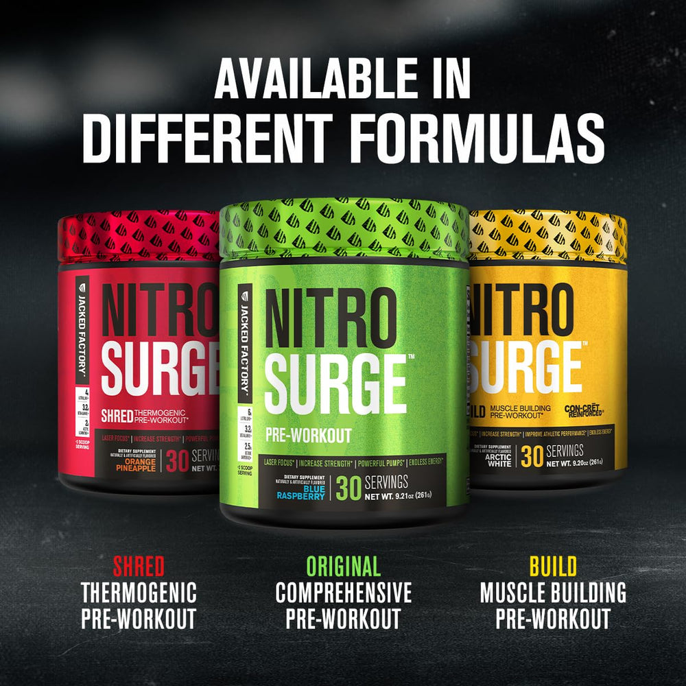Close-up Nitrosurge label shows ingredients and clean formula