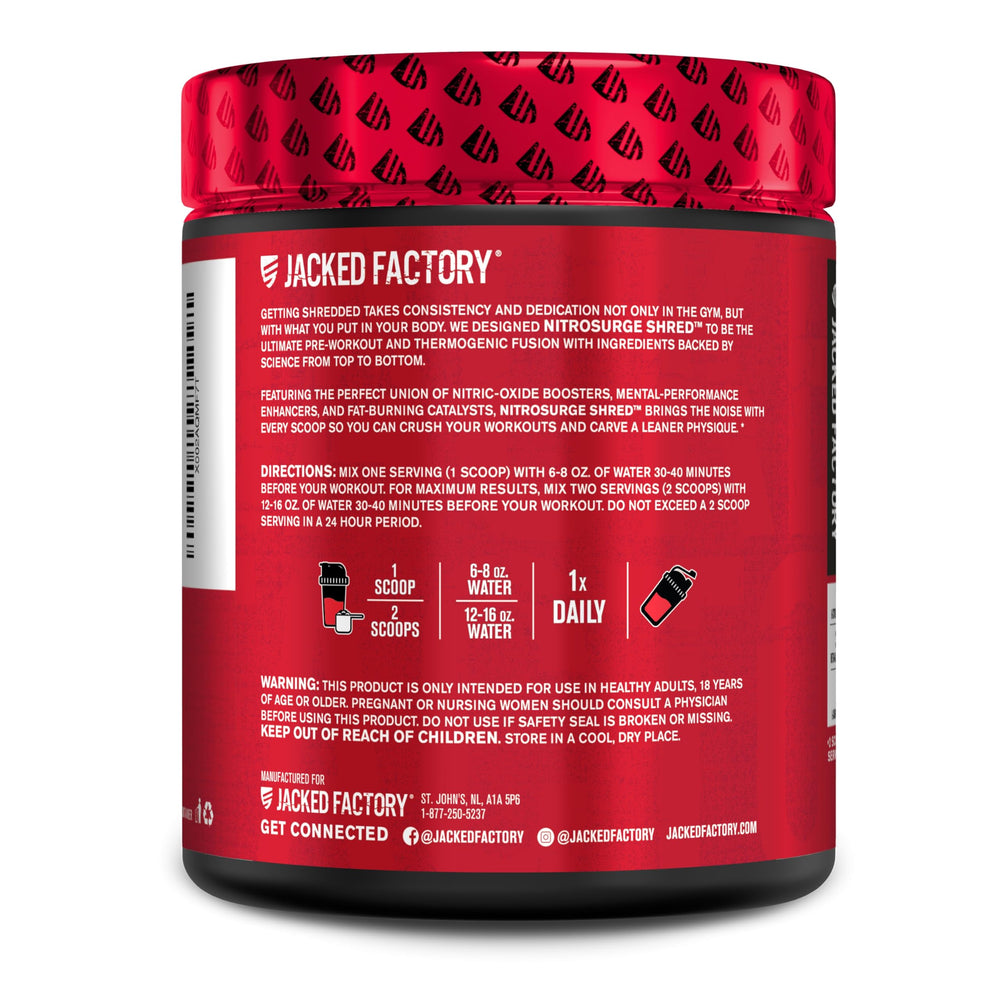Jacked Factory Nitrosurge Shred tub beside gym equipment