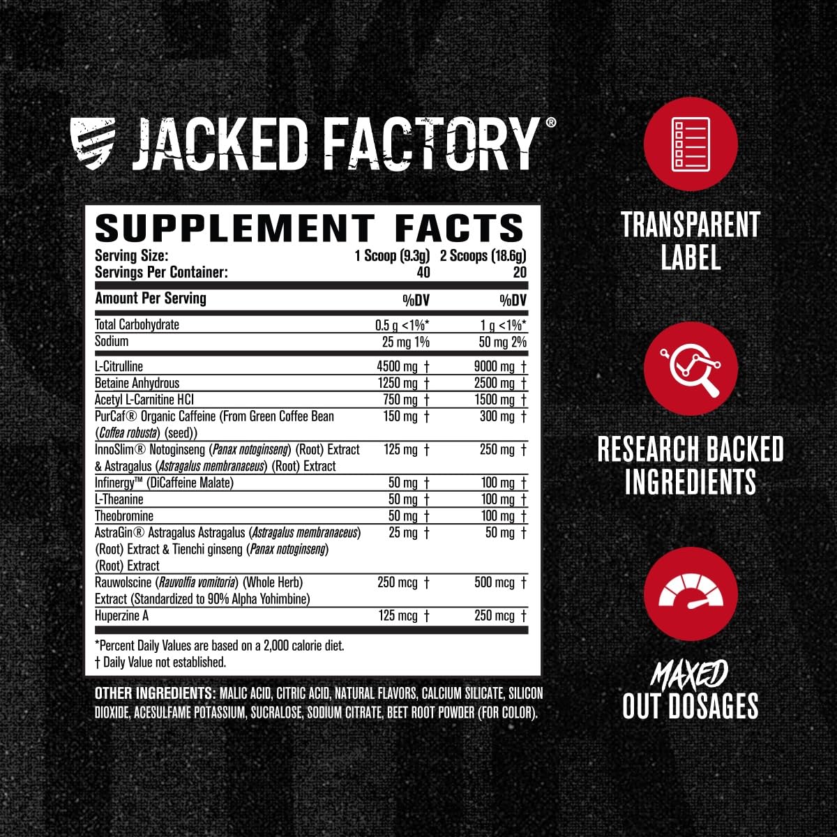 40-serving label close-up emphasizing value for consistent workouts.