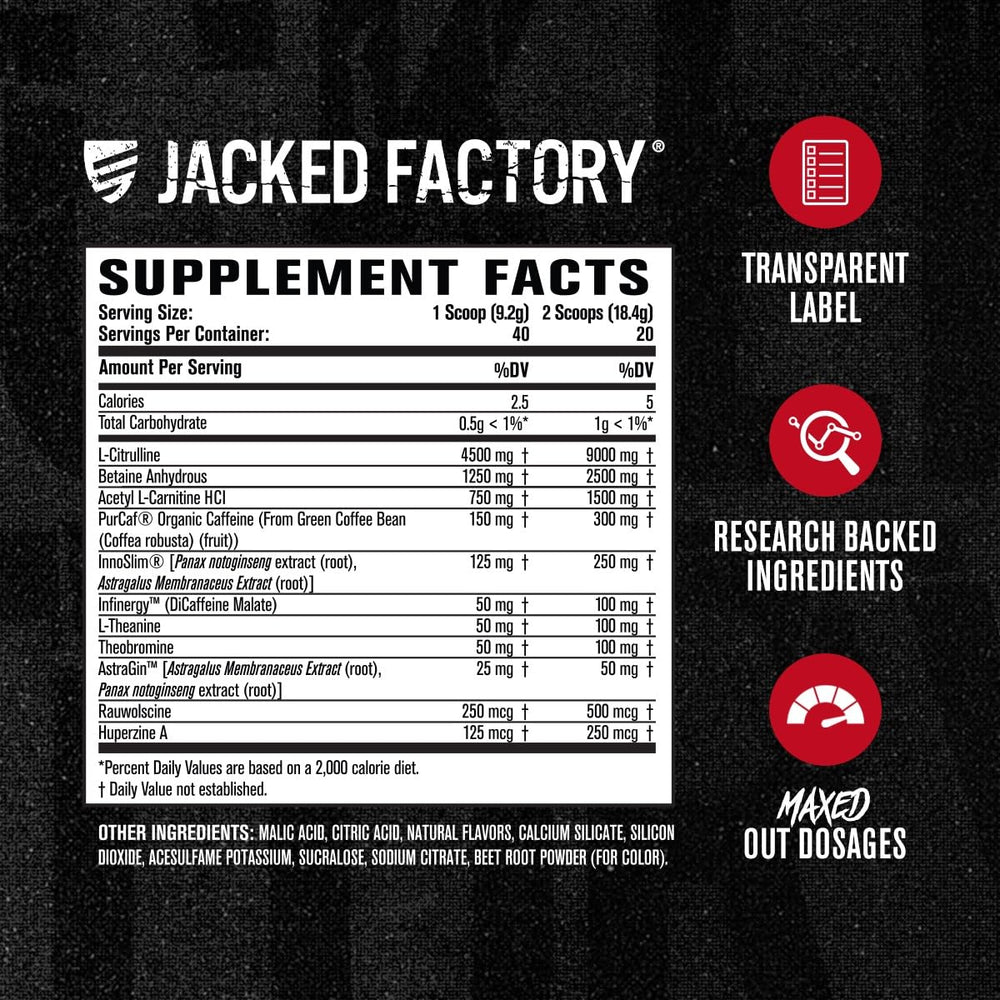 Jacked Factory Nitrosurge Shred Max close-up of key ingredients fueling energy and focus