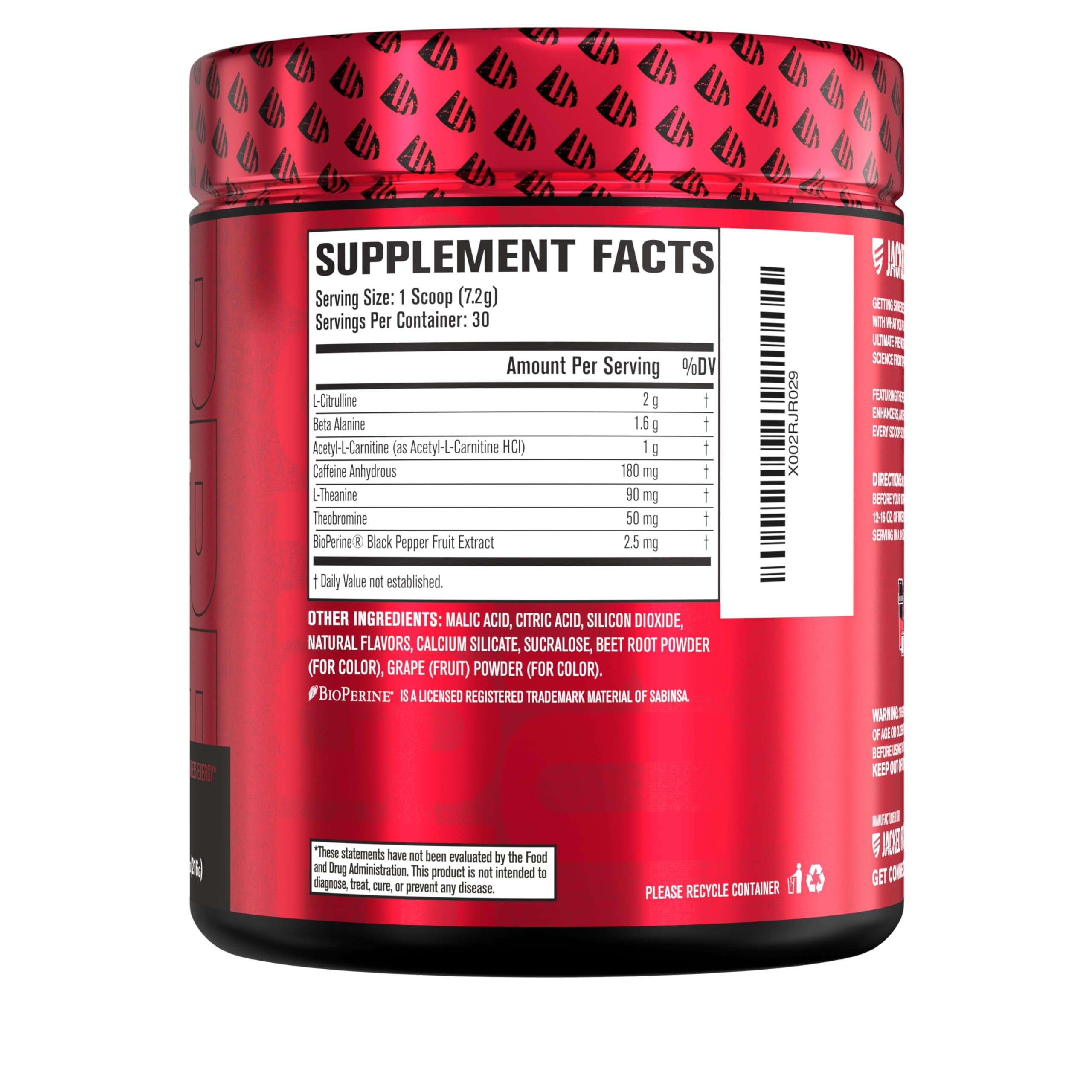 Measuring label on Nitrosurge Shred bottle emphasizes dosing and potency