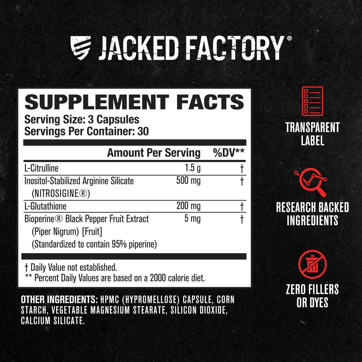 Jacked Factory N.O. XT ingredients close-up shows L-Arginine and L-Citrulline