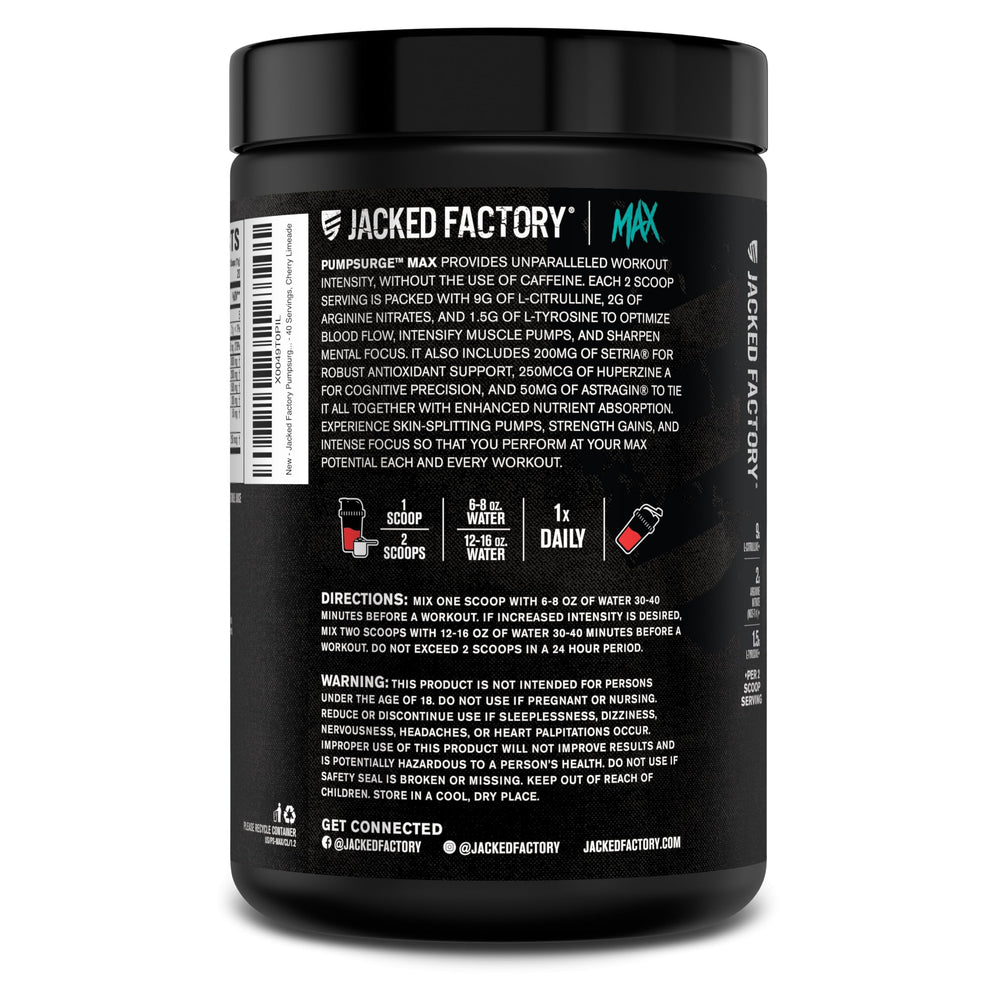 Athlete in gym uses Pumpsurge Max for intensified pumps and focus.