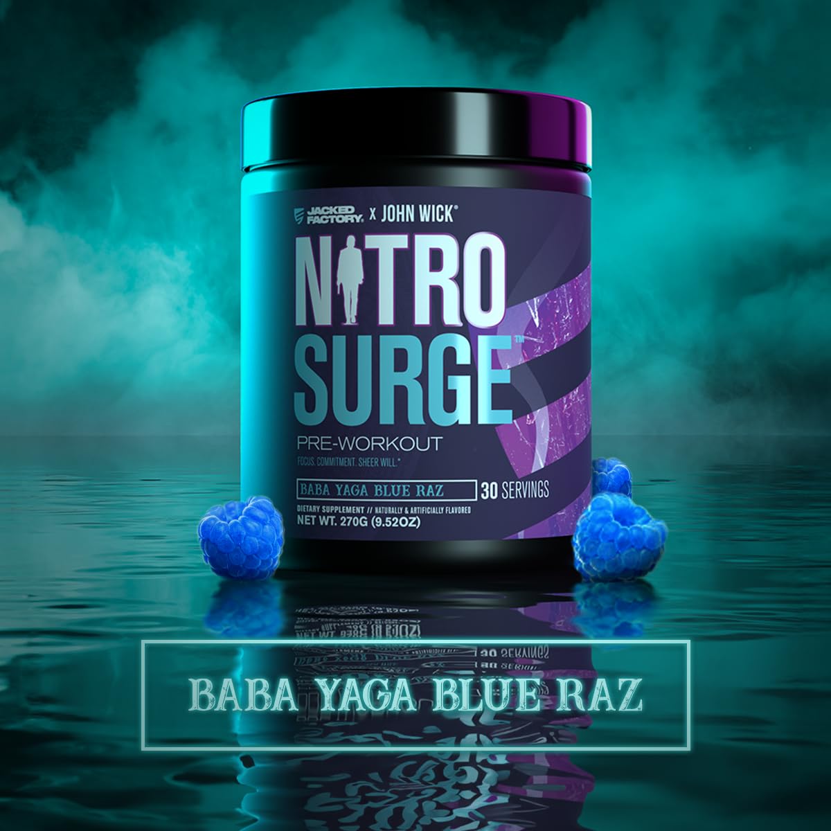 Jacked Factory X John Wick Nitrosurge Wick glass with Blue Raz flavor