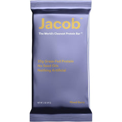 Jacob Bar Mixed Berry packaging front highlights clean ingredients and 20g grass-fed protein.