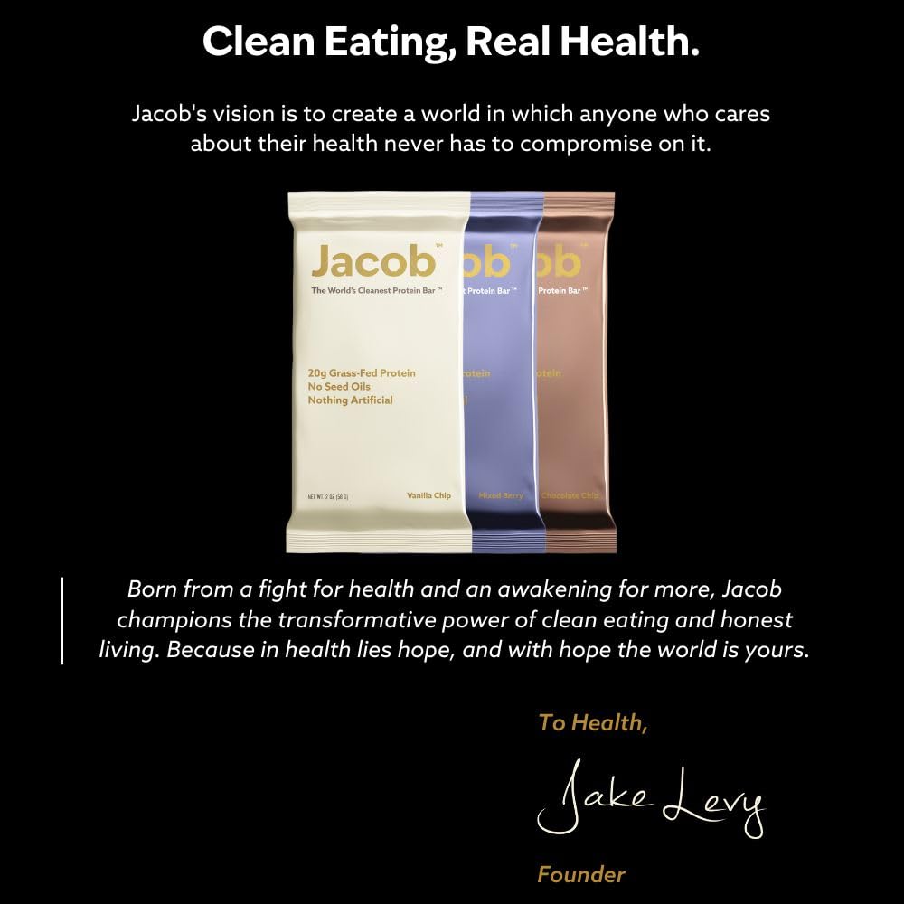 Jacob Bar nutrition panel suggests on-the-go energy for workouts.