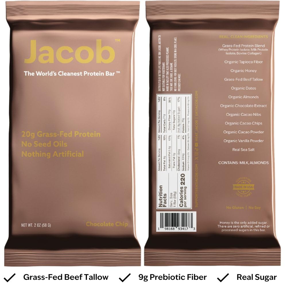 Jacob Bar wrapped bar emphasizes no artificial additives for a pure snack.