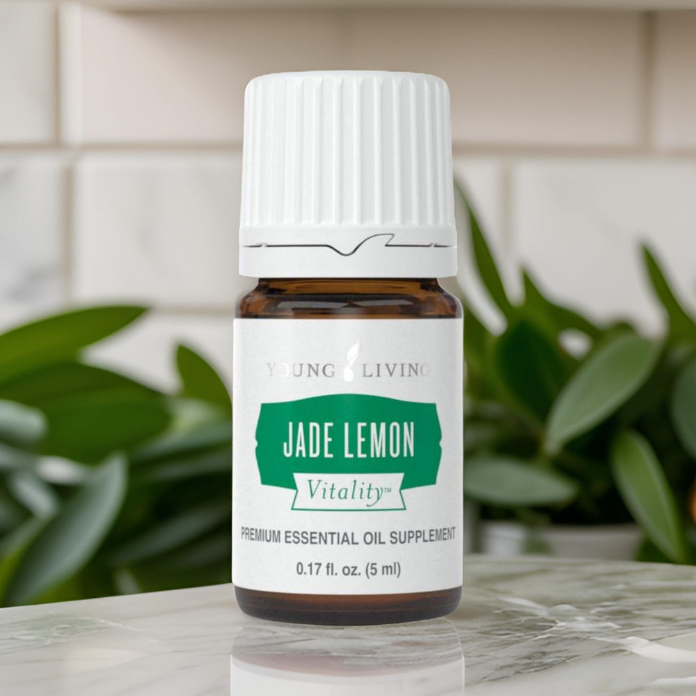 Close-up of Jade Lemon Vitality label highlighting premium quality
