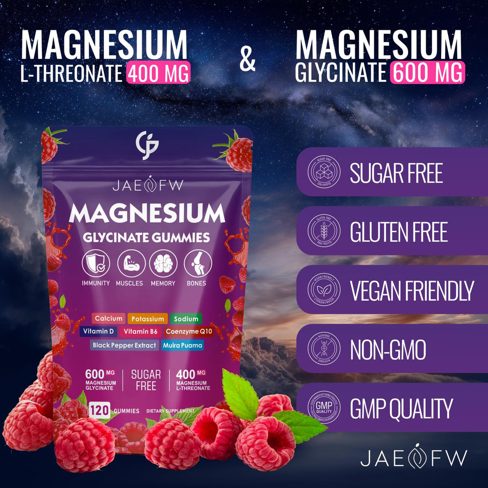 JAENFW ingredients panel highlighting magnesium, CoQ10, D3 and B6