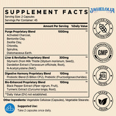 Jagielolia All-In-One Detox Binder capsules close-up highlighting vegan detox capsules