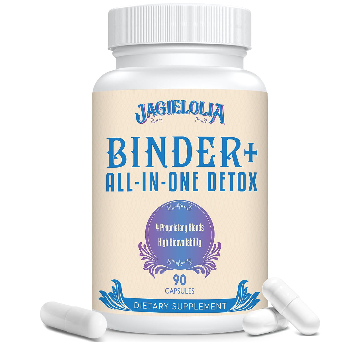 Jagielolia Detox Binder 1500mg bottle for daily detox support.