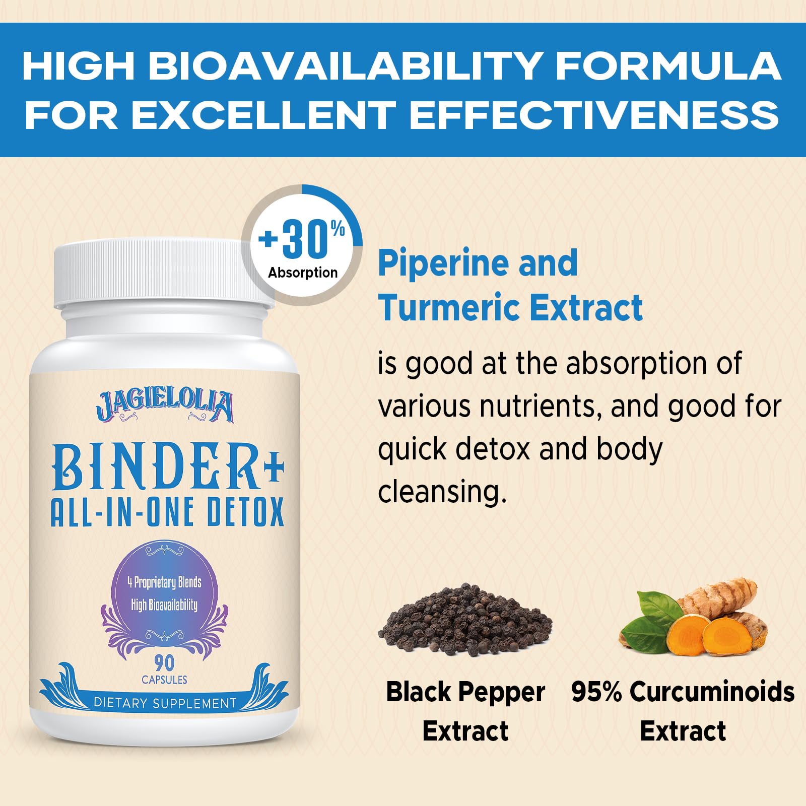 Jagielolia Detox Binder with probiotics and prebiotics supporting gut balance