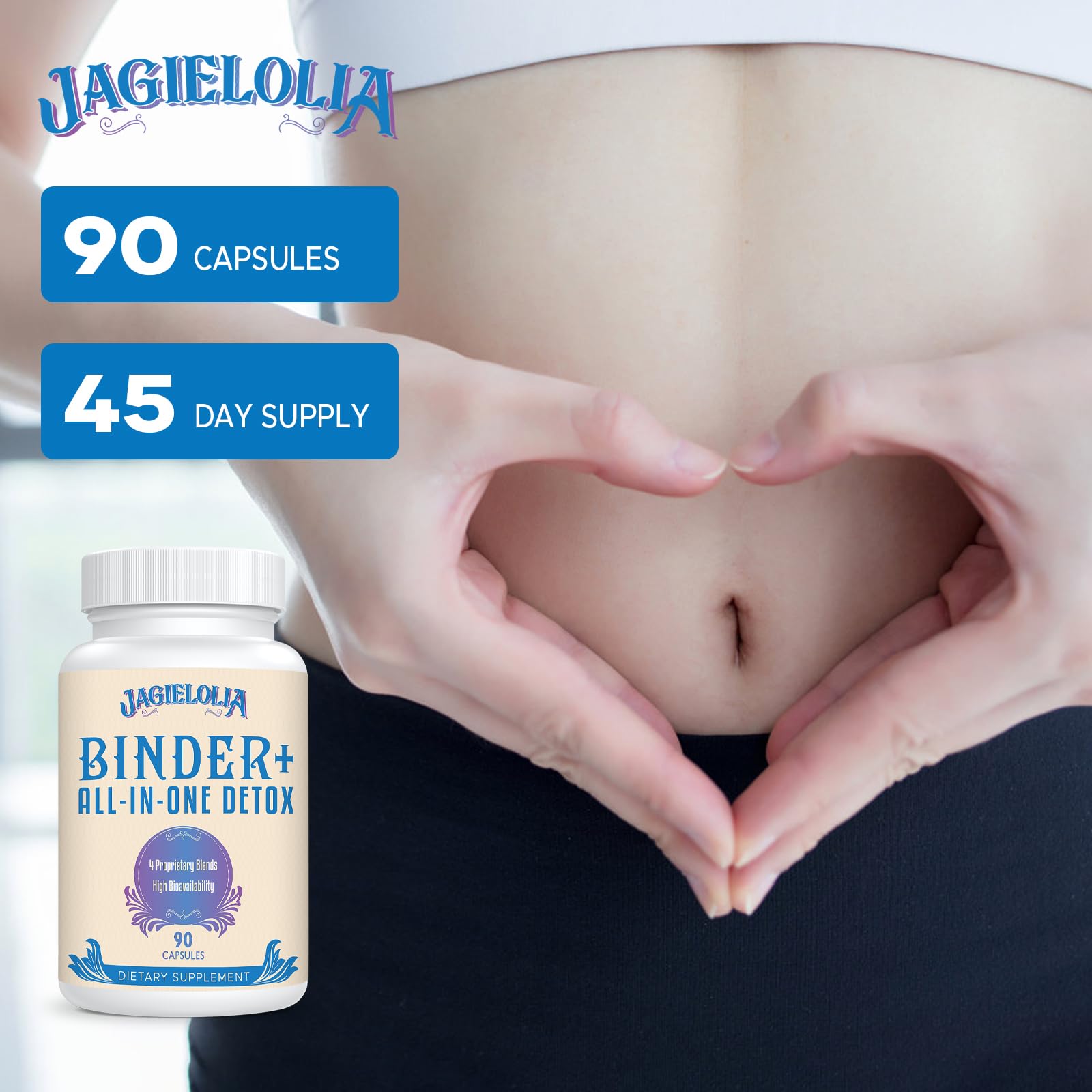 Jagielolia vegan capsules on a clean surface highlighting vegan detox option.