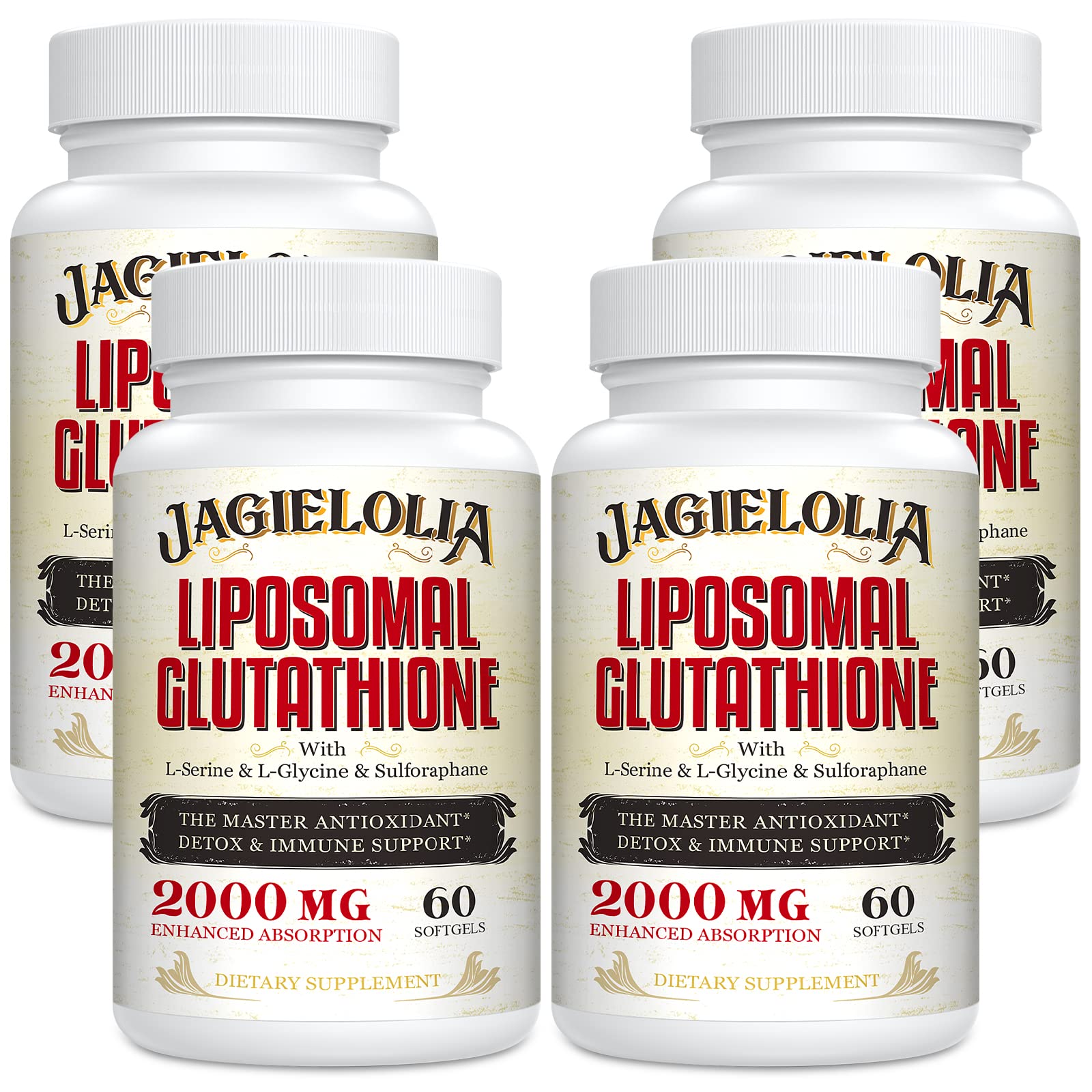 Jagielolia Liposomal Glutathione 2000mg bottle with enhanced absorption potential.