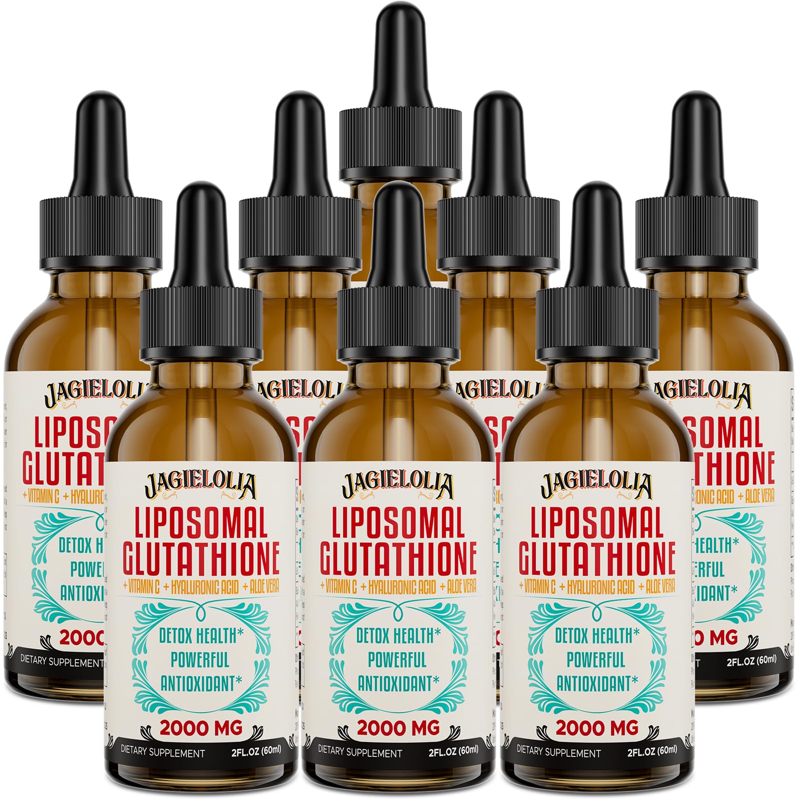 Jagielolia liposomal glutathione liquid bottle close-up showing high-potency antioxidant formula for daily support