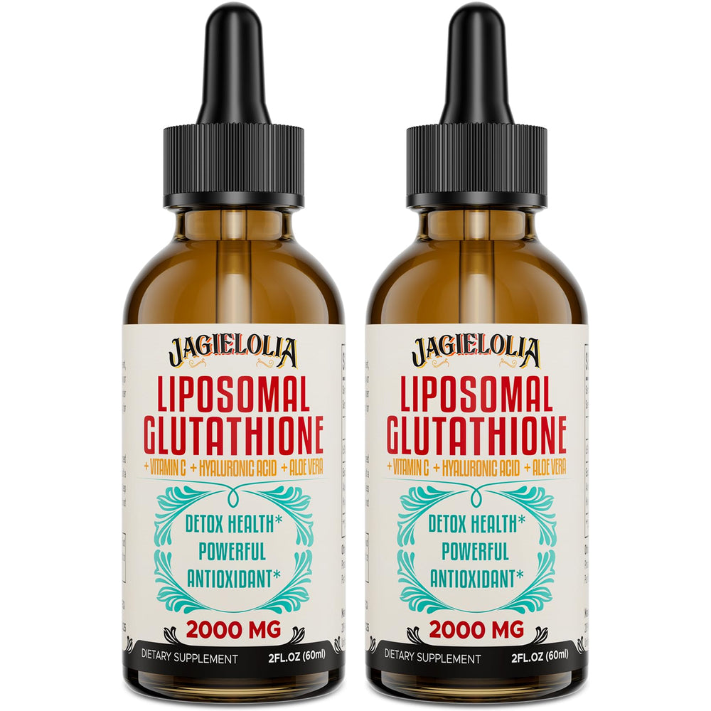 Jagielolia liposomal glutathione liquid bottle front supports antioxidant wellness.