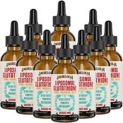 Jagielolia liposomal glutathione liquid bottle shown for daily antioxidant support.