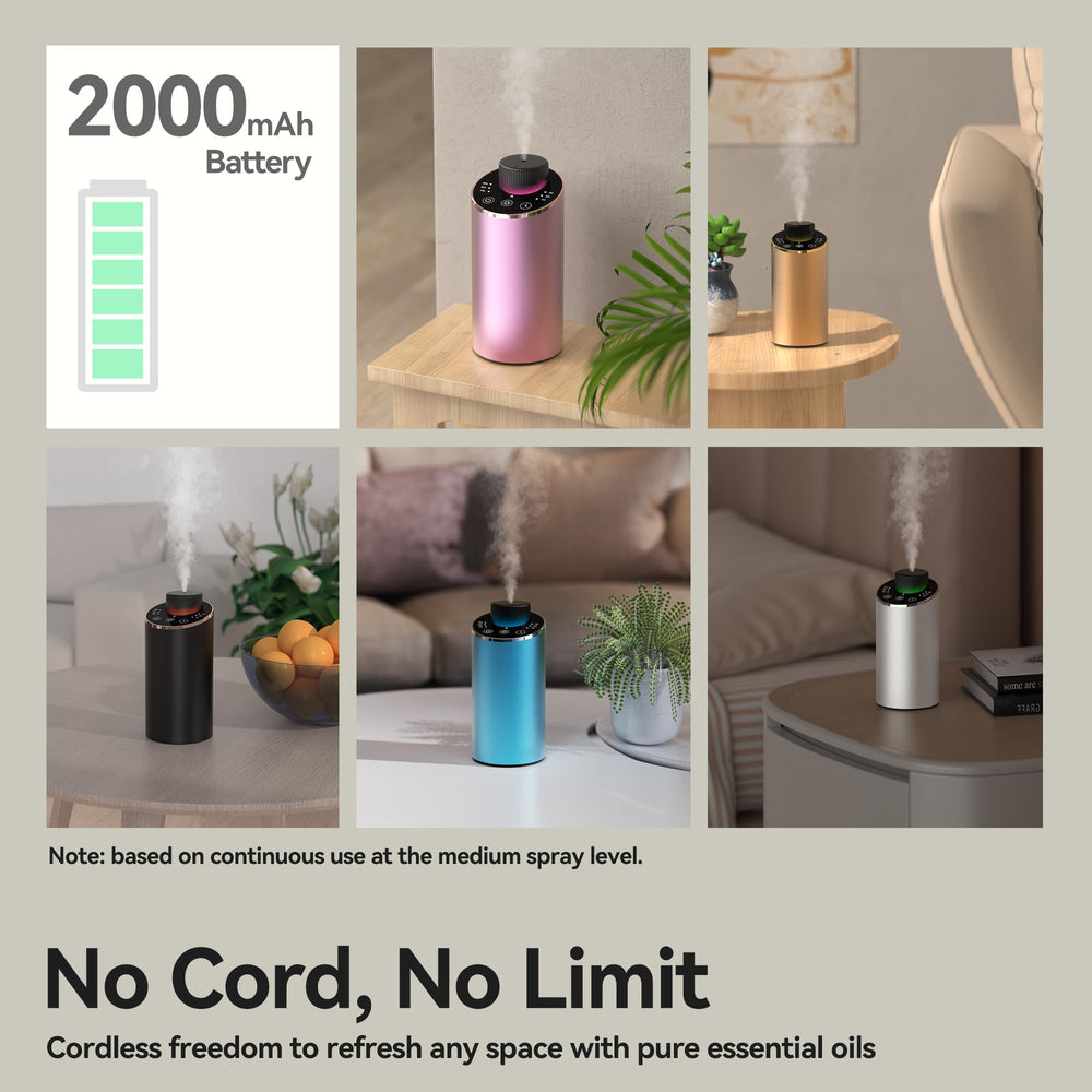 JAHUYU waterless diffuser blue cordless operation for flexible placement