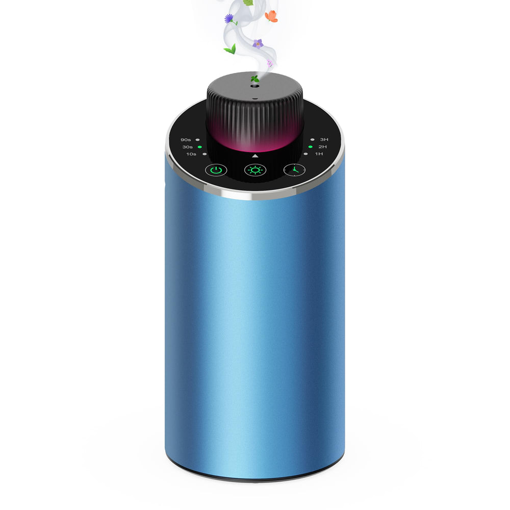 JAHUYU waterless diffuser blue front view for portable home aromatherapy use