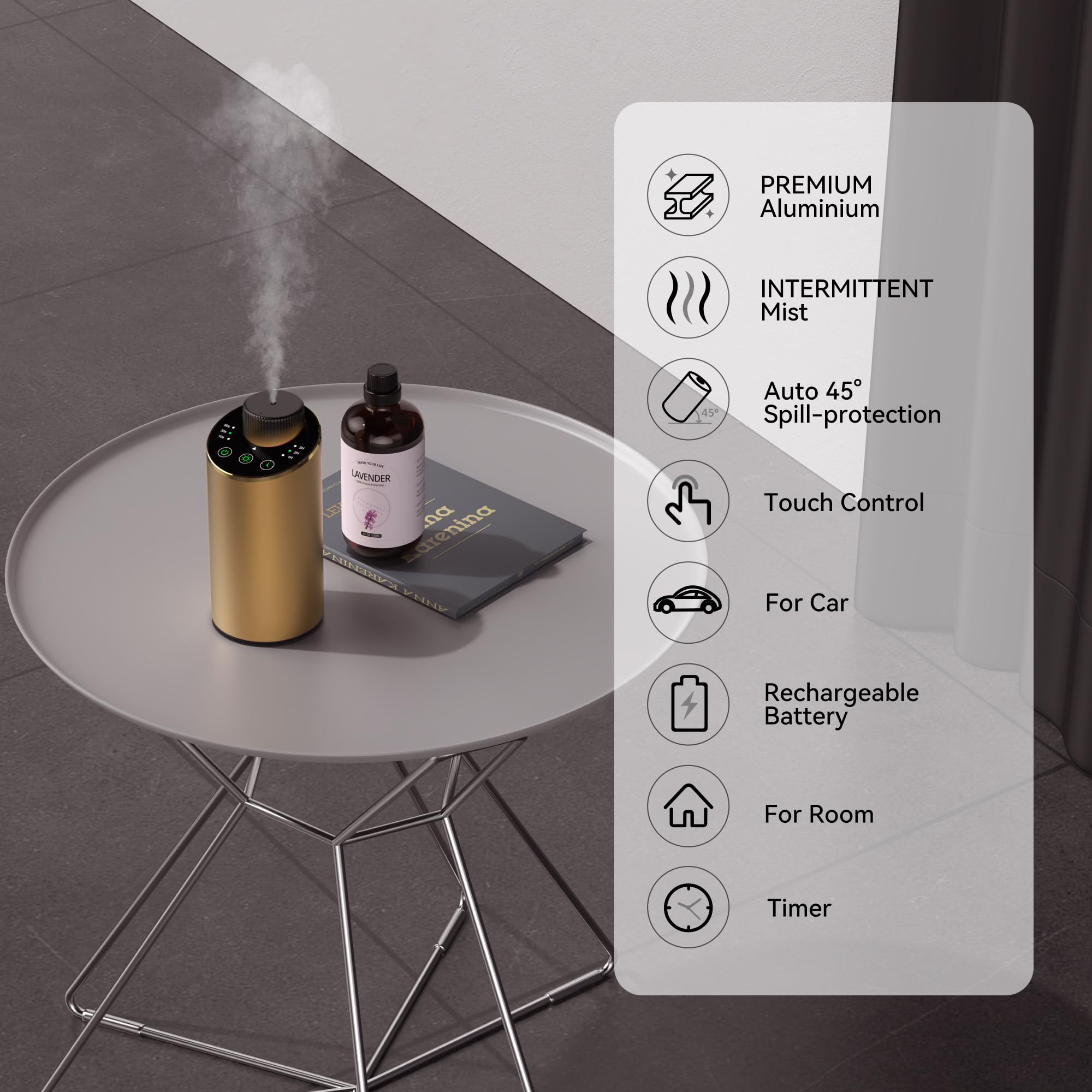 JAHUYU waterless diffuser on a desk for workspace aromatherapy