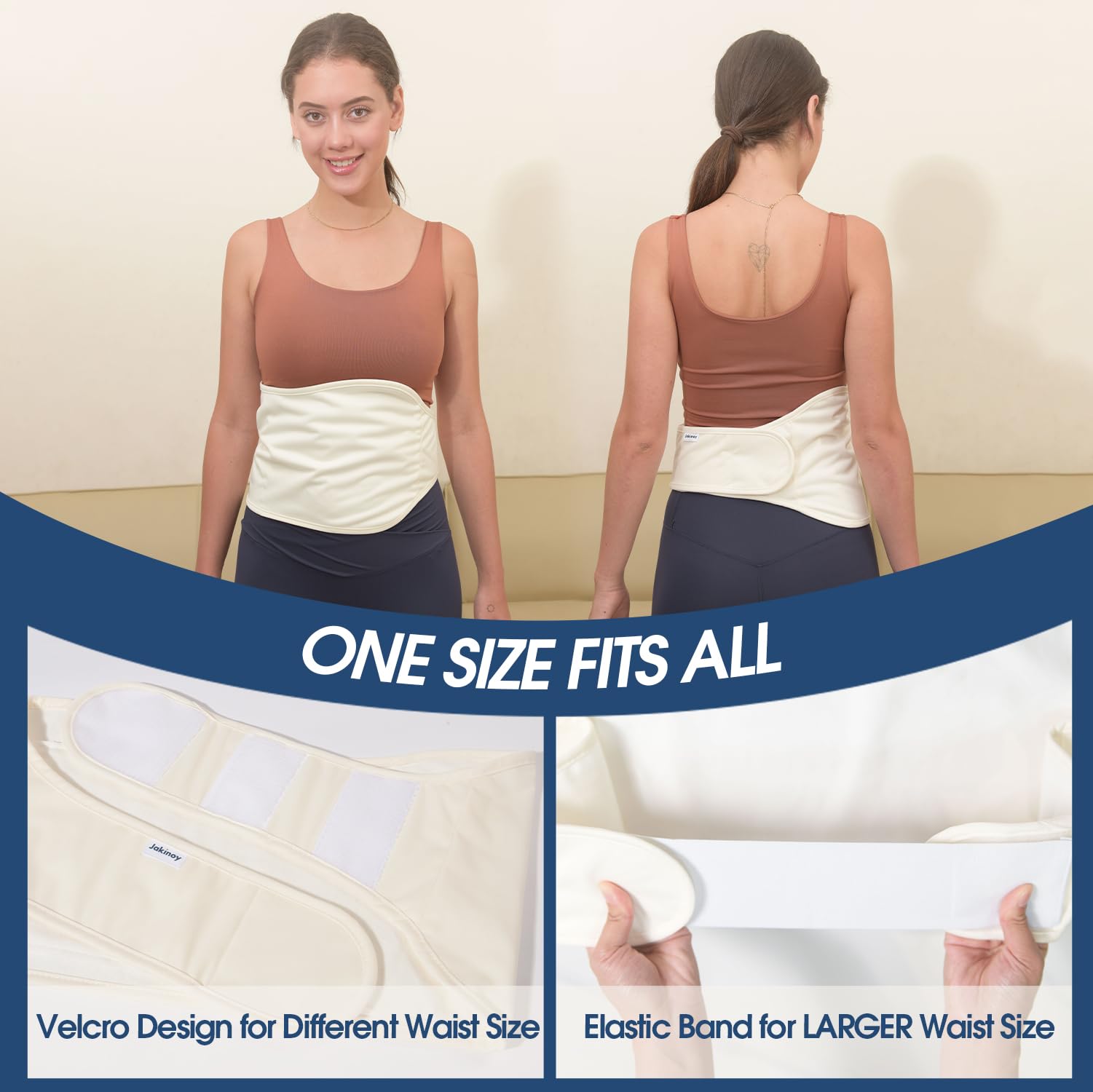 Jakinoy wide elastic band provides a secure, stable wear during use.