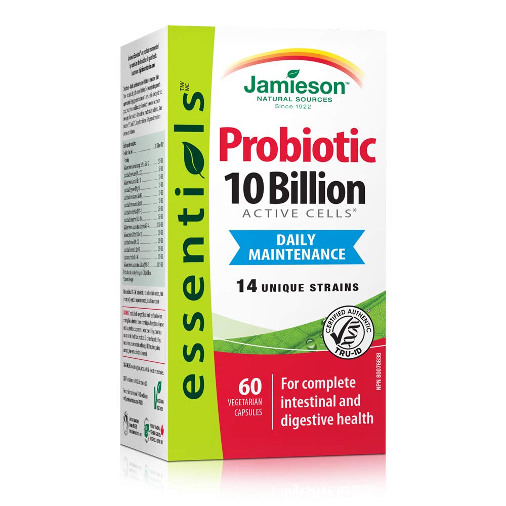 Jamieson 10 Billion bottle cap: moisture-protected packaging supporting potency and freshness.