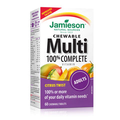 Jamieson 100% Complete Multivitamin bottle with Citrus Twist for daily wellness.